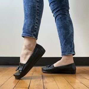 Dr. Scholl’s Leather Kiltie Black Tassel Loafers 7